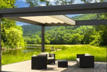 Aluminum retractable roof pergola design