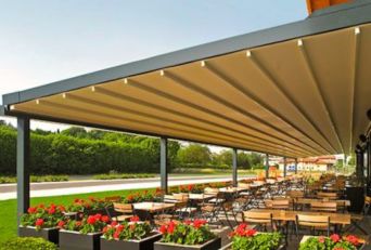 Hotel outdoor retractable pergola shade design